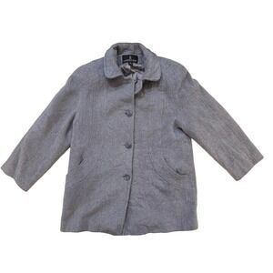 Vintage 90s London Fog Coat Womens 6P Gray Button Front Lined Petite Car Coat